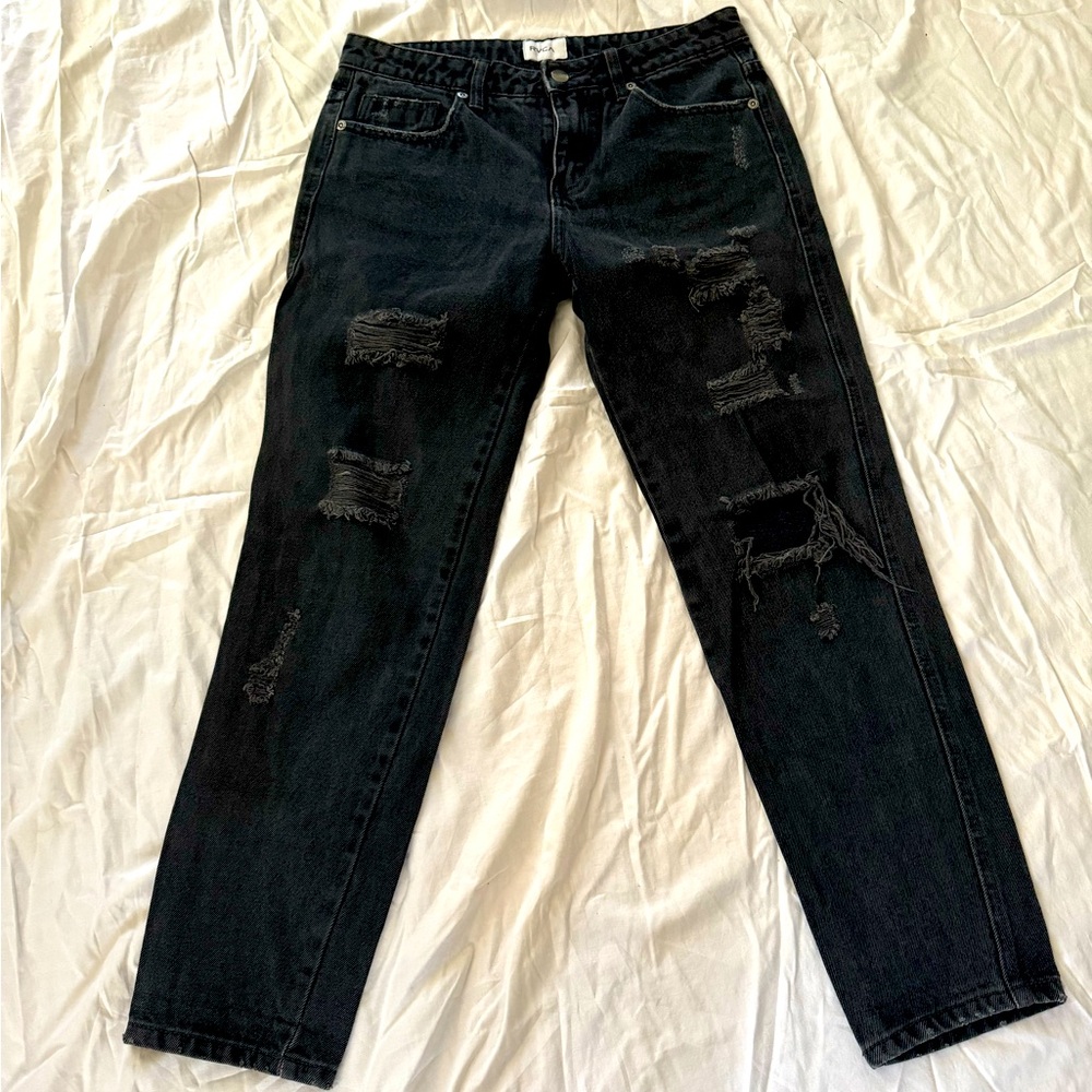 Black distressed rvca jeans
